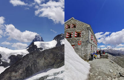Rothornhütte und Aussicht zum Matterhorn
